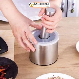 Bộ cối chày inox 304 kèm nắp - hàng cao cấp không vết hàn - bảo hành trọn đời không han gỉ kèm video ảnh thật