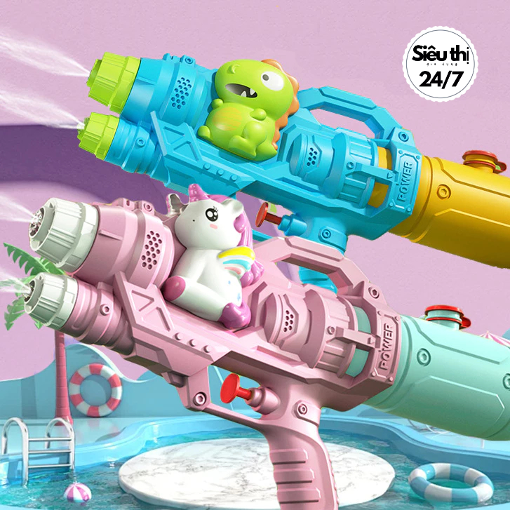Đồ Chơi Súng Nước 1 và 2 Nòng, Đồ Chơi Bắn Nước Hình Dễ Thương Bằng Nhựa Đồ Chơi Trẻ Em Giúp Bé Vui Chơi Ngày Hè 89002