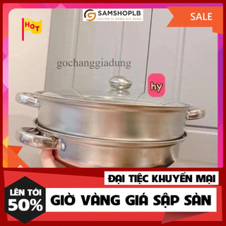 Bộ Nồi Hấp 2 Tầng Inox 28cm Kèm 1 Vỉ Hấp - Dùng Được Bếp Từ, Bếp Điện