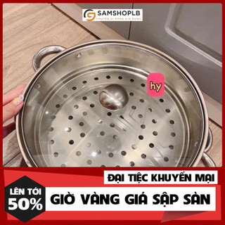 Bộ Nồi Hấp 2 Tầng Inox 28cm Kèm 1 Vỉ Hấp - Dùng Được Bếp Từ, Bếp Điện