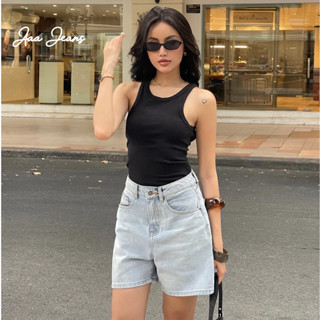 Aaa Jeans - Quần short jean nữ lưng cao regular fit màu Alice Blue
