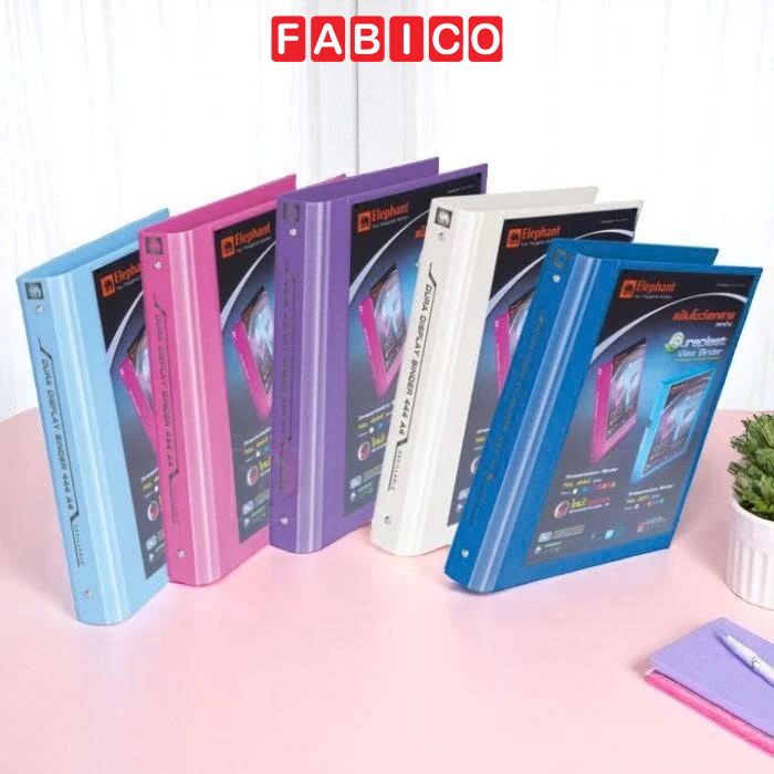 Bìa còng Elephant 3 nhẫn 444A4 gáy 3.5cm, bìa 3 còng kèm 20 file lá lưu trữ tài liệu