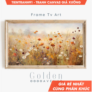 Tranh treo tường, Fall Frame Tv Art , Pumpkin Frame TV, Floral Autumn Tv Art ,  tặng kèm đinh treo