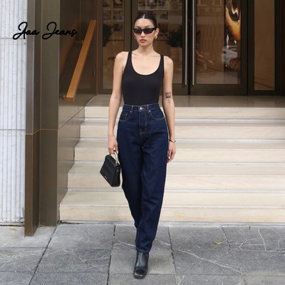Aaa Jeans - Quần Bò Mom Nữ Cạp Cao Màu Indigo Dáng Vintage