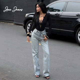 Aaa Jeans - Quần Jean Nữ Ống Rộng Lưng Cao Ice Blue