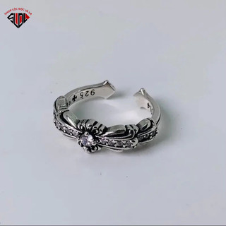  Nhẫn Chrome Heart mini keeper bạc full diamond trắng  - Shop Lộc Độc Và Lạ. 