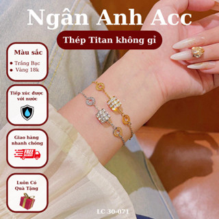Vòng tay titan không gỉ, Ngân Anh Accessories phụ kiện trang sức vòng cổ nữ, Timeless mặt dây chuyền hình trụ đính đá