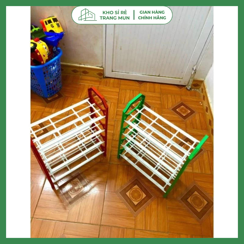 Giá nhựa để giày dép, giá nhựa để giày dép, kệ nhựa 4 tầng để giày dép siêu gọn gàng