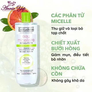 Nước tẩy trang Evoluderm dành cho da dầu mụn, nhạy cảm dễ kích ứng 125ml (MP3821)