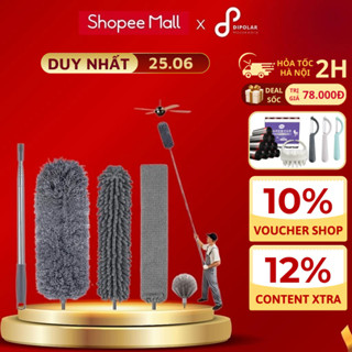 Chổi Quét Trần Nhà Cây Lau Nhà Thông Minh Đa Năng Gấp Gọn DIPOLAR Cán Inox Dài 2,4m Xoay 360 Độ Quét Mạng Nhện - DCQT01