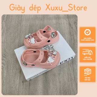 Dép sục cho bé gái Lolita tặng kèm charm mèo Hello Kitty siêu nhẹ (6217)