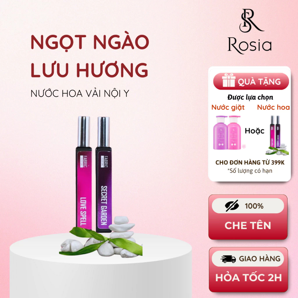 Nước hoa vải nội y Rosia 10ml nước hoa vải lưu hương ngọt ngào nước hoa xịt vải 3 tầng hương thơm