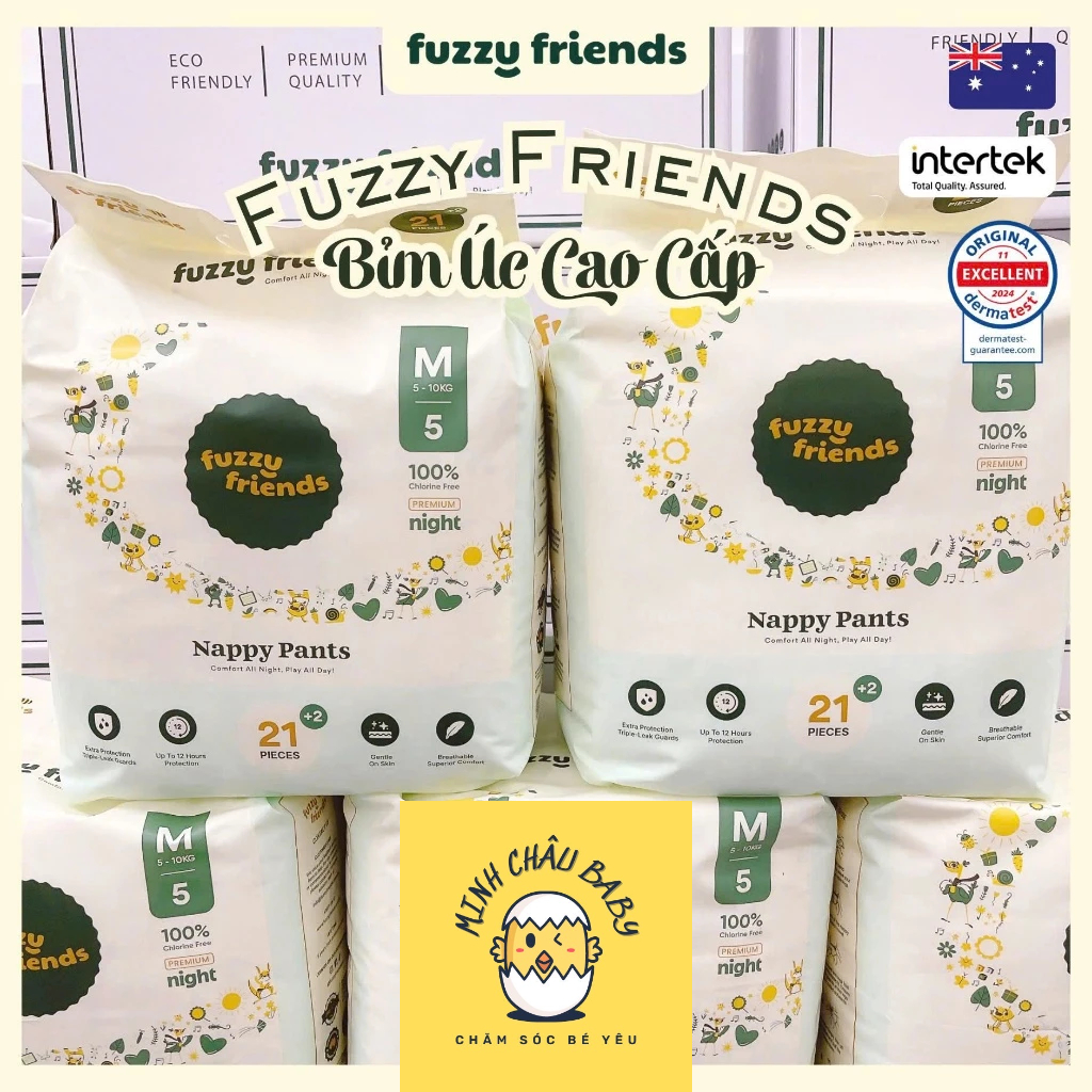 [HCM] Bỉm dán bỉm quần FUZZY FRIENDS ÚC cao cấp thấm hút tối ưu cho bé từ sơ sinh
