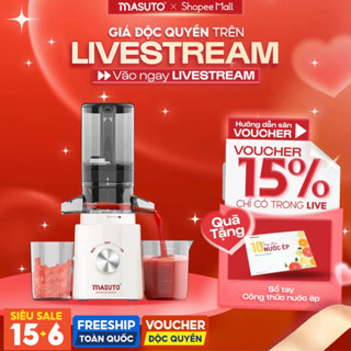 Máy Ép Chậm Masuto  Ms Healthy Ép Trái Cây Nguyên Quả Kiệt Bã Dung Tích 0,6L Làm Nước Ép