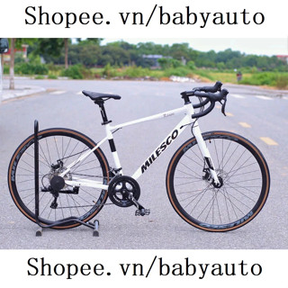 Xe Đạp Đua Road MILESCO RS400 Khung Nhôm Không Mối Hàn, Cối nổ, Bộ Đề Sensah Reflex 16 Tốc Độ, Vành Nhôm 700C, Lốp Kenda