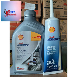 ( ga 10w30/10w40) COMBO Tuyp hộp số + Nhớt xe ga Shell Advance City 10W30-10w40 0.8L - NHẬP THÁI LAN
