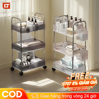 [Bồi thường 100% khi bị vỡ  ] Xe Đẩy Spa 2/3/4 Tầng Kệ Nhựa Trong Suốt Có Bánh Xe ,Kệ xe đẩy cao cấp