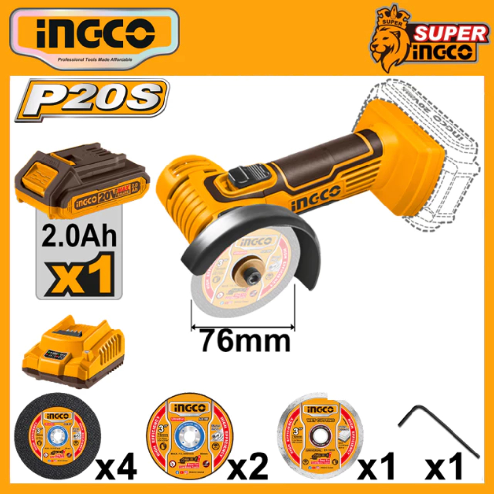 Máy cắt/mài mini dùng pin 20V Ingco CAGLI7601
