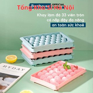 Combo 5 Khay Làm Đá Tròn 33 Viên Banihouse Khuôn Làm Thạch Vỉ Đá Bi Tròn Có Nắp An Toàn Sức Khoẻ