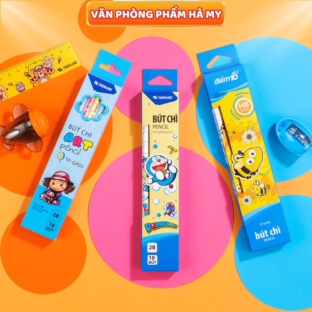 Hộp 10 Cây Bút Chì Học Sinh Thiên Long - Viết chì 2B lục giác dễ tẩy xóa, nhỏ gọn cầm vừa tay