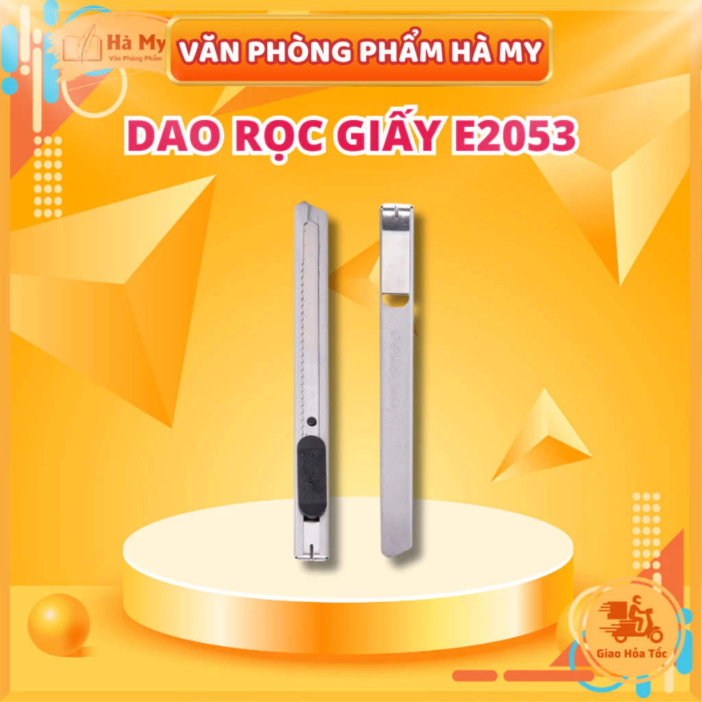 Dao Rọc Giấy Deli E2053 Cỡ Nhỏ Tiện Dụng, An Toàn Lưỡi Thép SK5 Sắc Bén, Siêu Bền