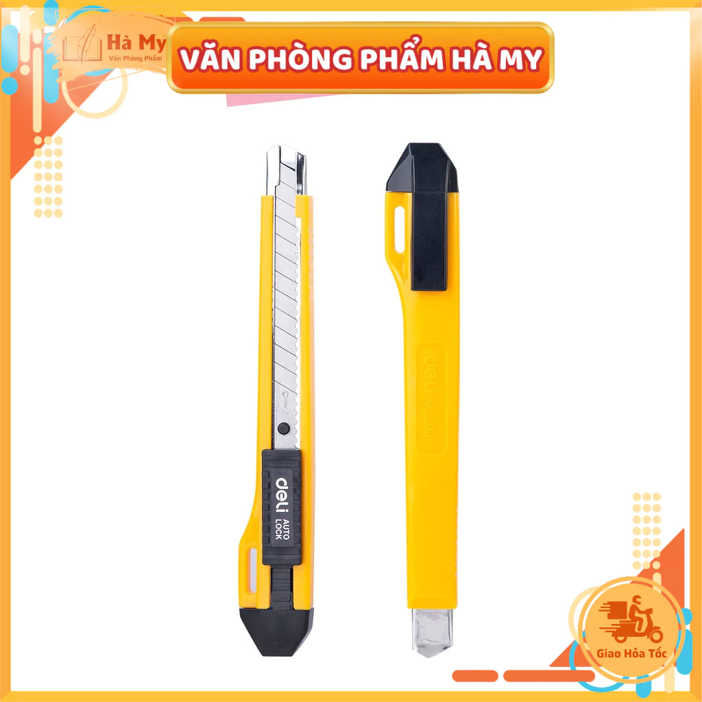 Dao Rọc Giấy Deli Cỡ Trung E2031 - Loại 13 Lưỡi Thép SK5 Sắc Bén