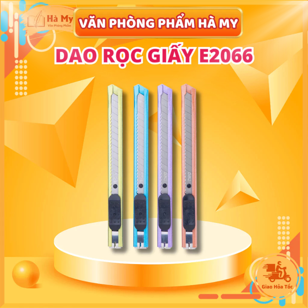 Combo 5 Cây Dao Rọc Giấy Nhỏ Deli E2066 - Loại 13 Lưỡi Dao Bằng Thép Hợp Kim SK5 Sắc Bén