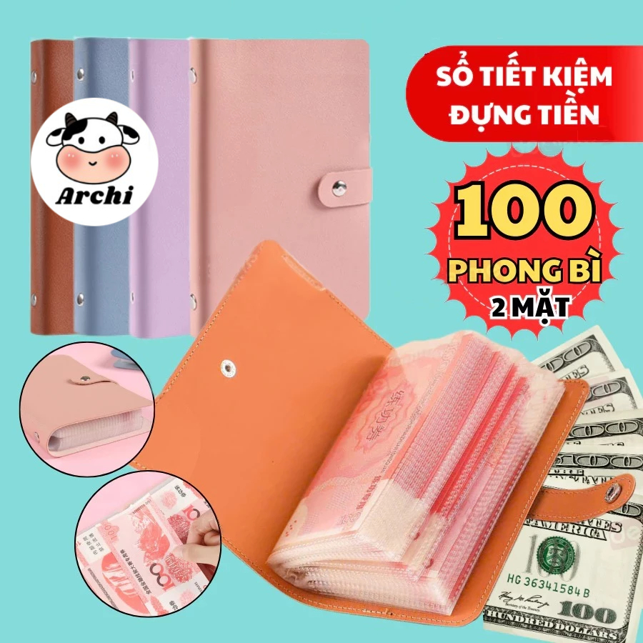 Sổ tiết kiệm đựng tiền 100 phong bì tiết kiệm sổ thử thách 100 ngày đựng tiền có thể tái sử dụng