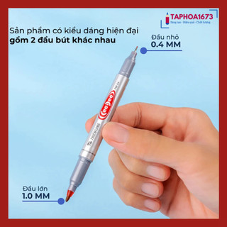 (XỊN) Bút Lông Dầu 2 Đầu Thiên Long PM-04 – Bám Dính Tốt, Viết Bảng Không Xóa Được (Hộp 10 Cái)