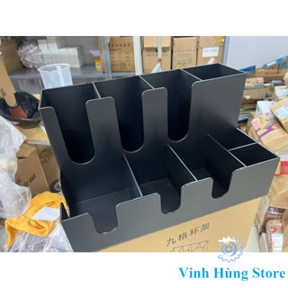 Kệ đựng ly, cốc trà sữa 2 tầng  PP 9 ngăn úp