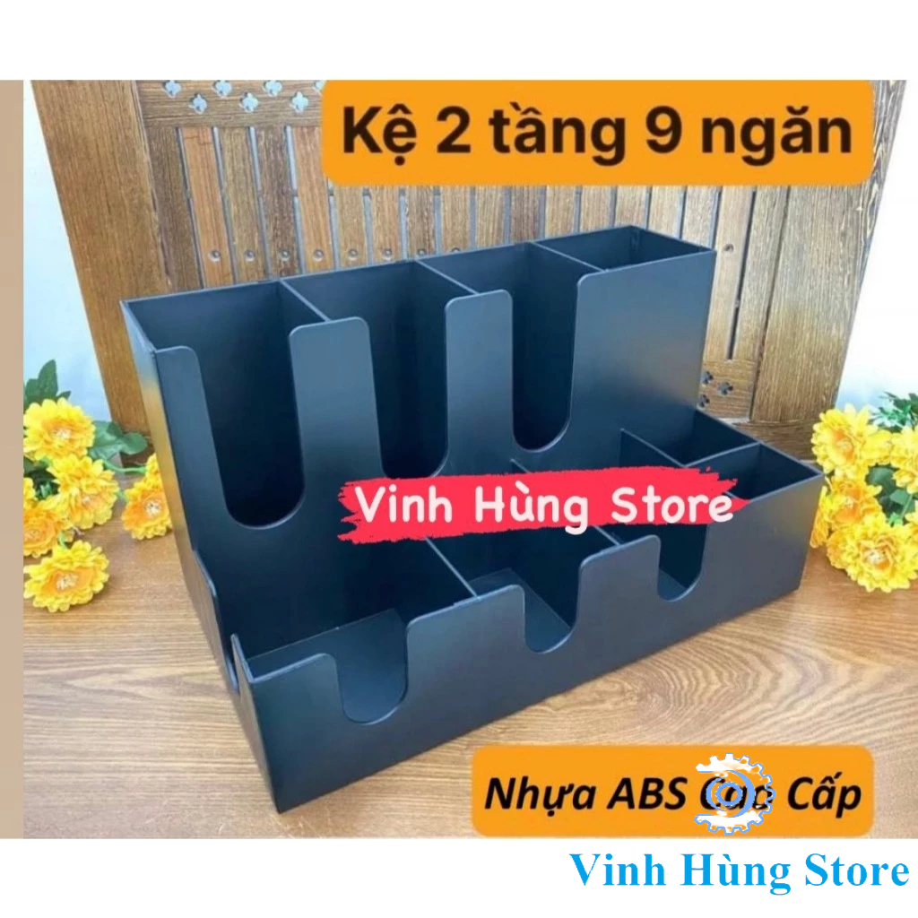 Kệ đựng ly, cốc trà sữa 2 tầng  PP 9 ngăn úp
