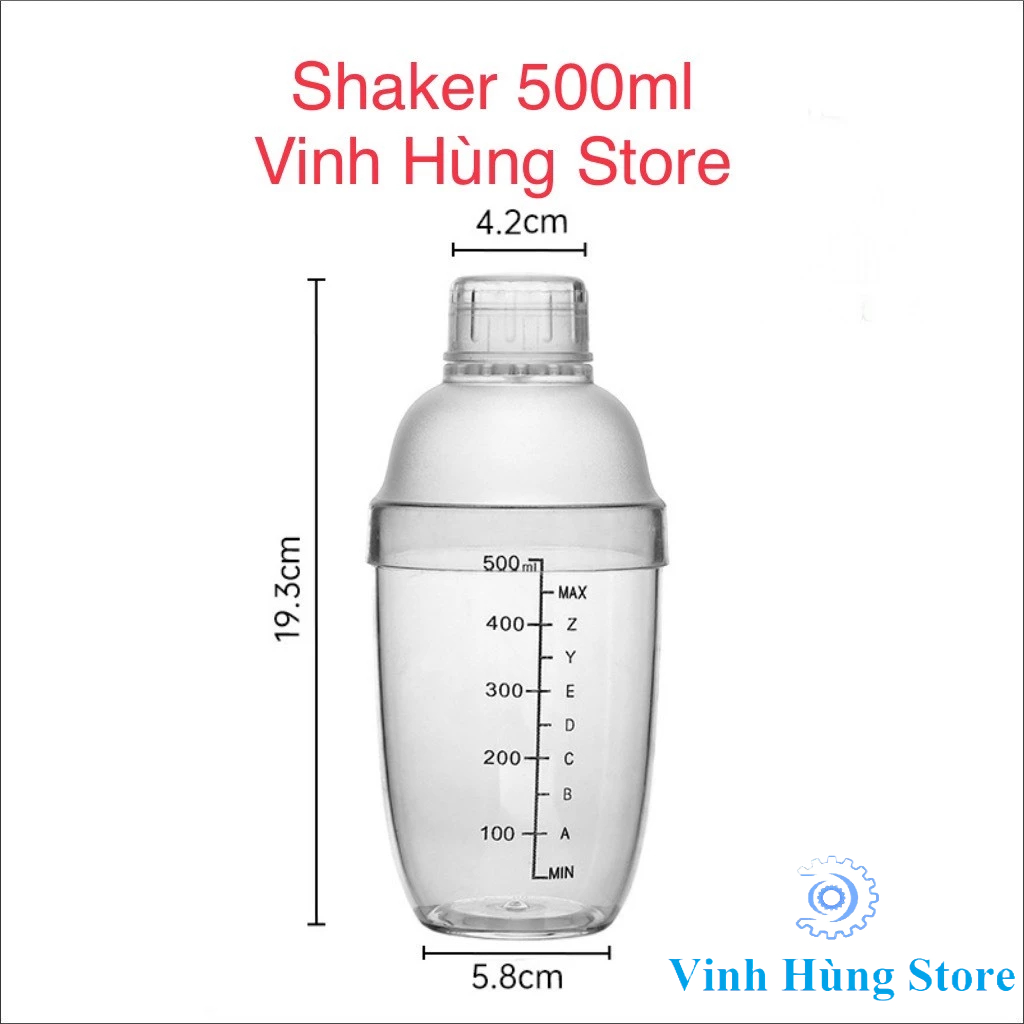 Bình lắc shaker nhựa 500ml vạch đen
