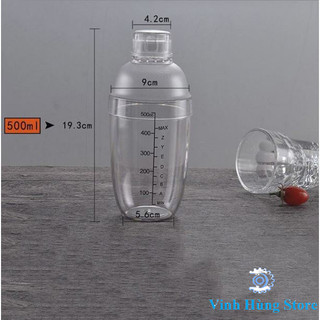 Bình lắc shaker nhựa 500ml vạch đen