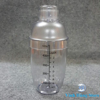 Bình lắc shaker nhựa 500ml vạch đen