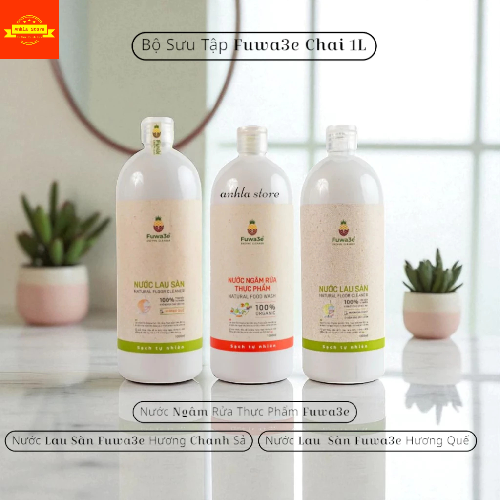 [combo] Nước Ngâm Rửa Thực Phẩm Fuwa3e & Nước Lau Sàn Organic Fuwa3e Chai  1 Lít