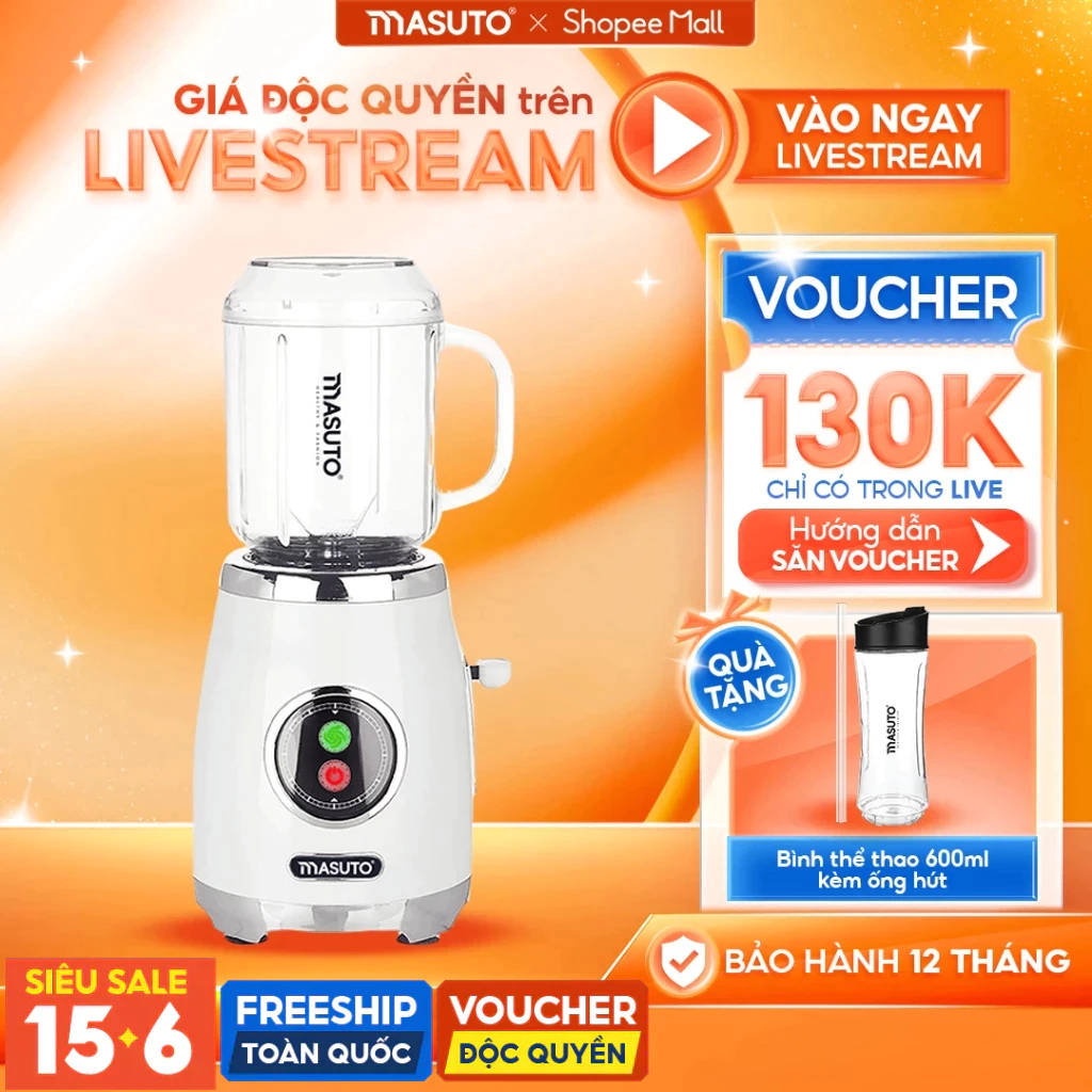 Máy Xay Sinh Tố Đa Năng Masuto Blender Chuyên xay Món Healthy Eat Clean Mua 1 Tặng 1, bảo hành 12 tháng