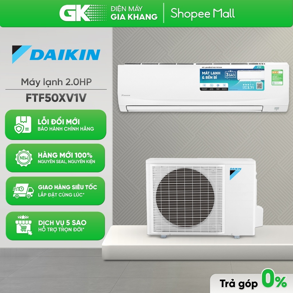 [GIAM300] FTF50XV1V - Điều Hòa DAIKIN FTF50XV1V/RF50XV1V - 2 Ngựa (24-30m²) [Toàn Quốc]