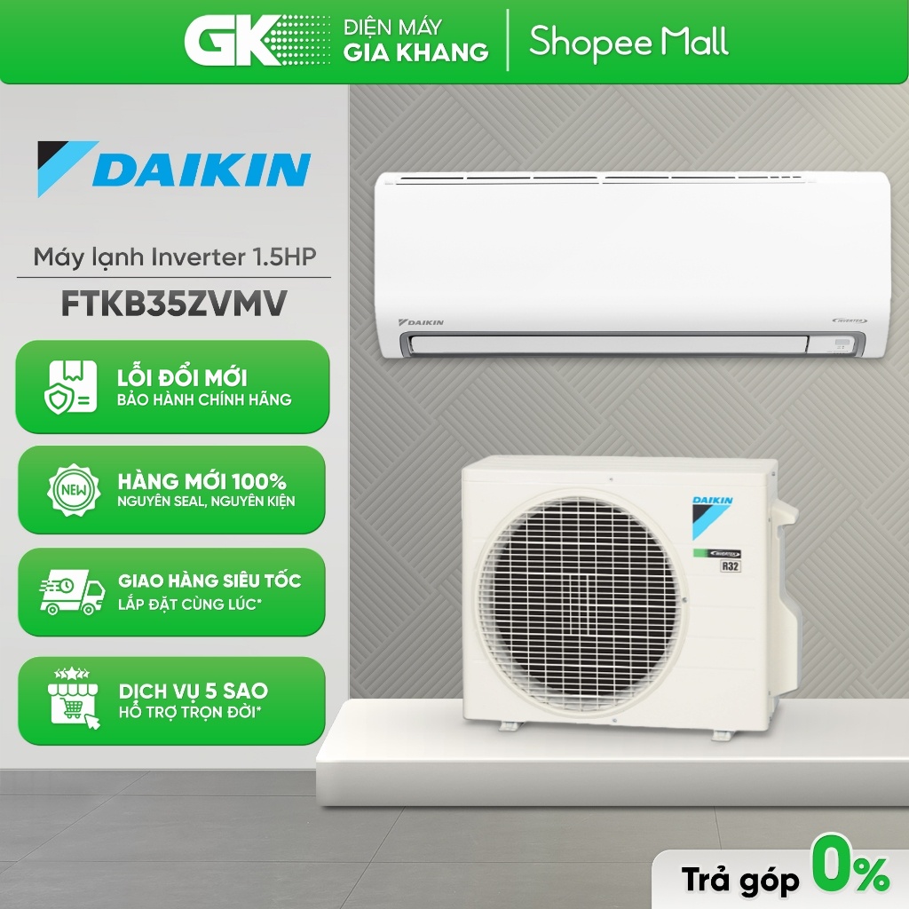 FTKB35ZVMV - Máy Lạnh / Điều Hòa DAIKIN Inverter 1.5 HP [Freeship HCM]{GIẢM 10%}