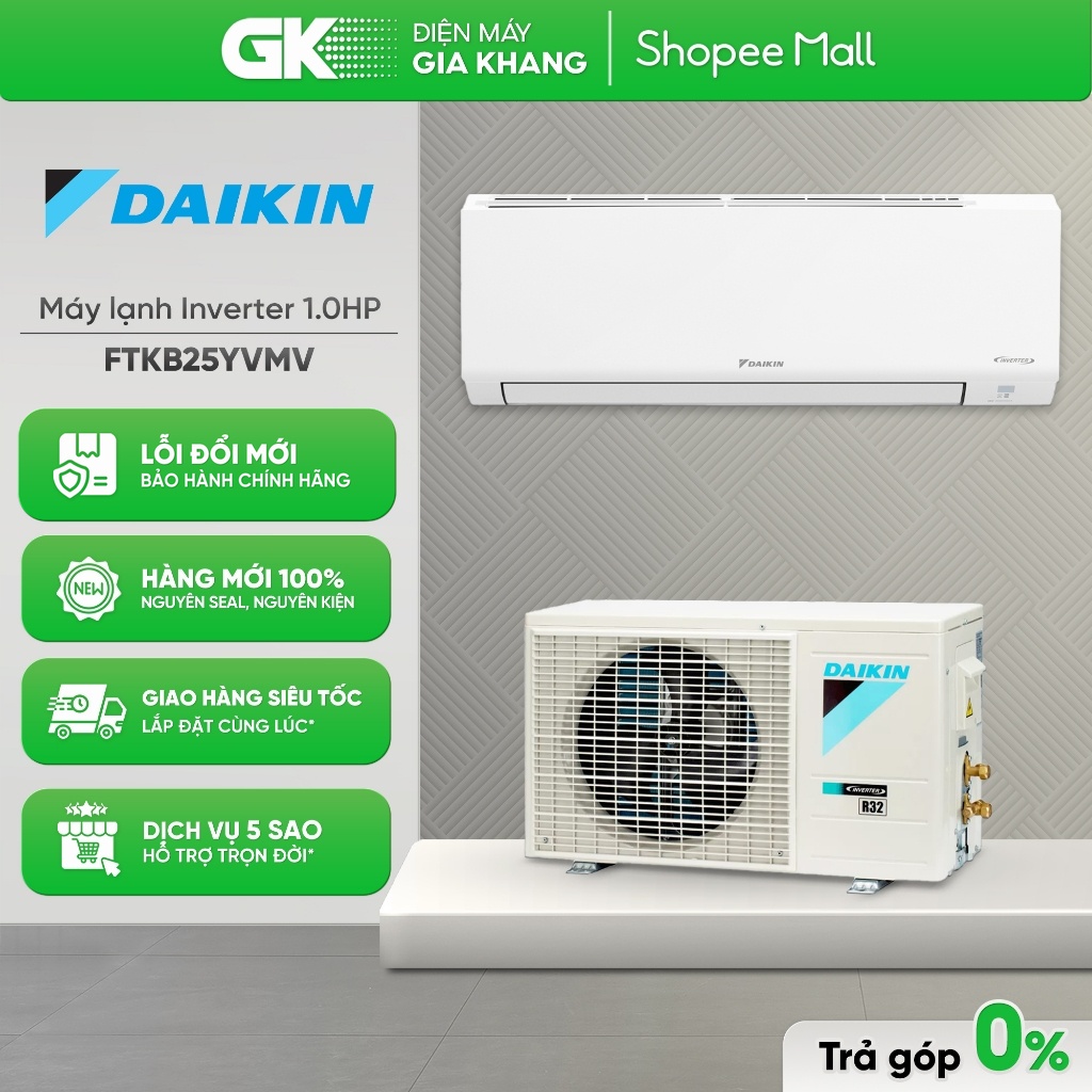 [Shopee - Lắp đặt 0Đ HN HCM] Máy Lạnh DAIKIN 1 Ngựa FTKB25ZVMV (Inverter) | FTF25XAV1V (Không inverter)