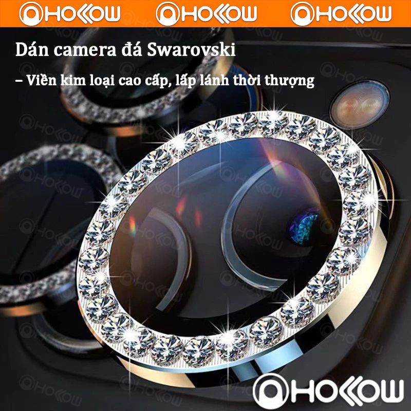 Kính cường lực bảo vệ camera đính kim cương dành cho iPhone 11 12 13 14 15 16 17 Pro Max Plus 11 12 13 Mini 17 air