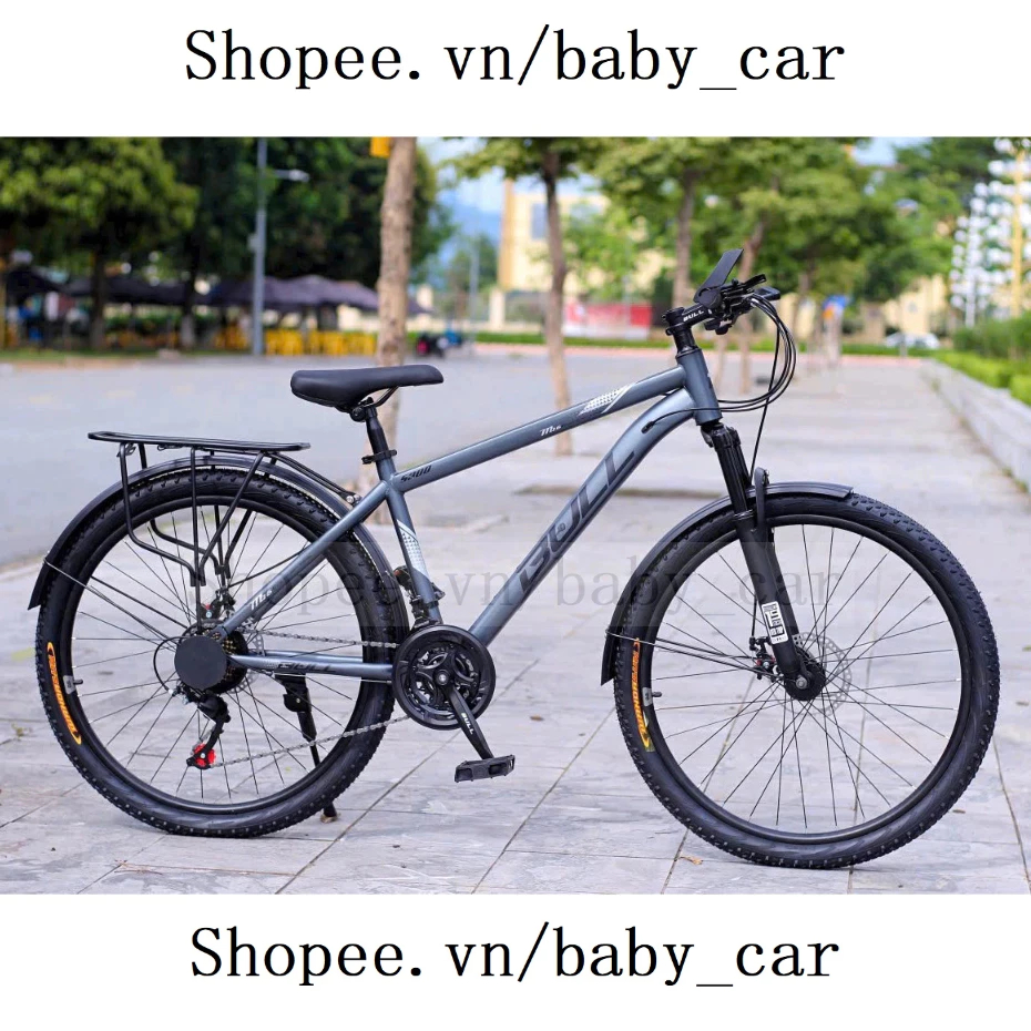  Xe Đạp Địa Hình Học Sinh MTB BULL S300 Size 24-26inch Khung Thép Tay Đề,Củ Đề Gạt Đĩa Sunrise 21 Tốc Độ Có Baga 