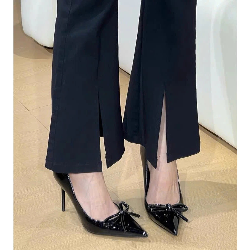 (Chân to tròn tăng 1 size) GIÀY CAO GÓT Chất Da Bóng Bít Gót Nơ Thắt cao 7cm-9cm dành cho Nàng đi chơi đi tiệc Shoes Nữ | BigBuy360 - bigbuy360.vn