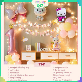 Set Bong Bóng Sinh Nhật Chủ Đề Mèo Hồng, Doraemon – Decor Tiệc Cho Bé Trai Bé Gái Tại Nhà Dễ Làm