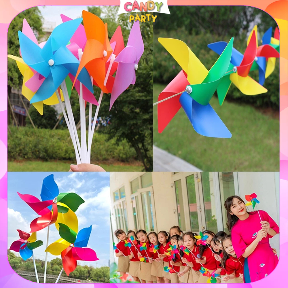 Combo 5/10 Chong Chóng Nhựa Nhiều Màu 4 Hoặc 5 Cánh Trang Trí Kỷ Yếu, Lớp Học, Lễ Hội,...
