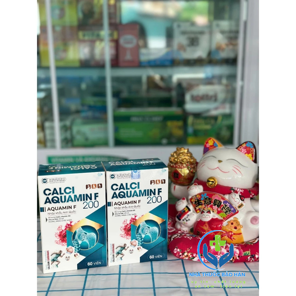 VIÊN UỐNG CALCI AQUAMIN F200 , bổ sung canxi cho cơ thể, hộp x1 lọ*60 viên nang