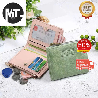 ví da mini ví gấp da nhiều ngăn phong cách đơn giản lịch lãm