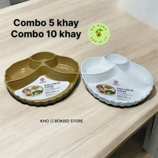 COMBO 10 Khay Cơm 4 Ngăn Sò Hoa Nhựa Việt Nhật (MS:5608) Đĩa Đựng Hoa Quả, Trái Cây, Đồ Ăn Vặt