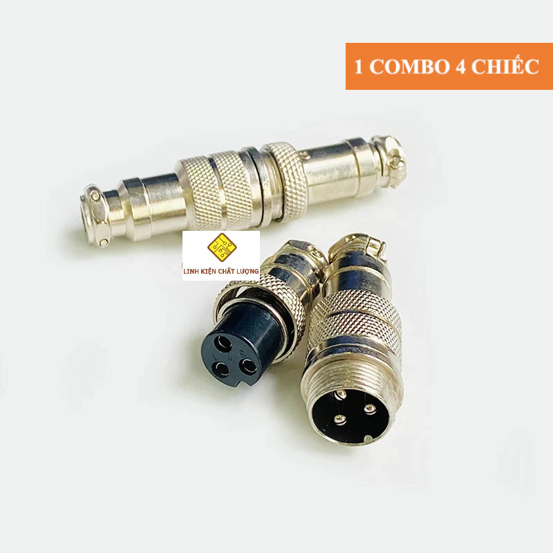 Jack GX16-3P nối dài (đực+cái) (4 chiếc)