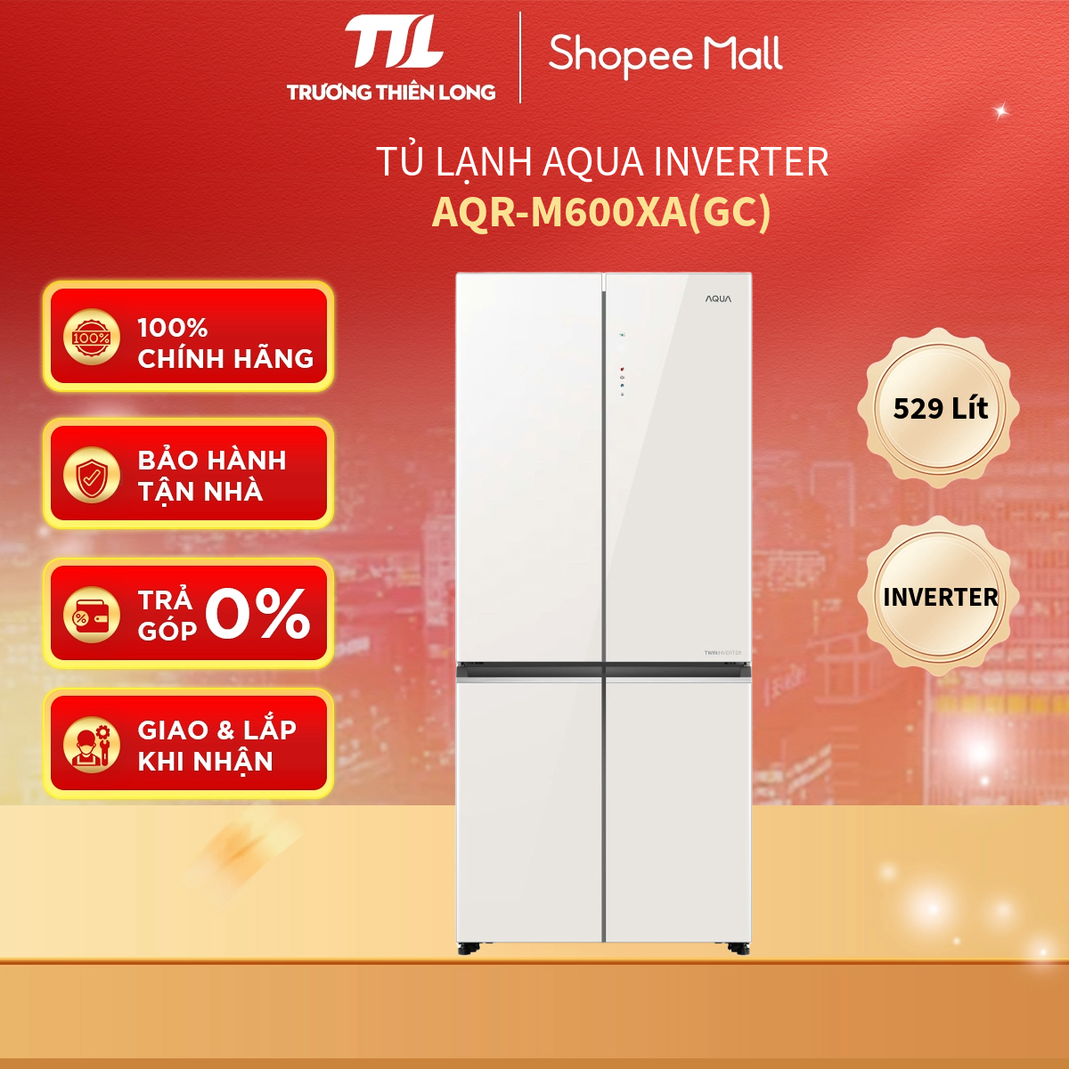AQR-M600XA(GC) - Tủ Lạnh Aqua Inverter 529 Lít AQR-M600XA(GC) [FREESHIP HCM]