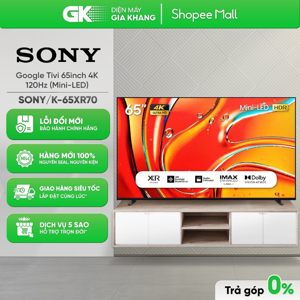 K-65XR70 / K-75XR70 - Google Tivi QLED Mini LED Sony 4K [Freeship HCM]{Miễn Phí Lắp TV Để Bàn HCM}